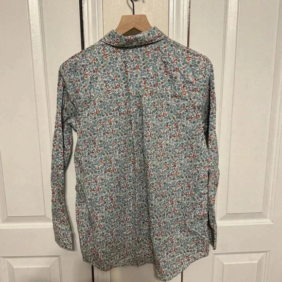 Lands’ End Women’s Floral Cotton/Linen Blend Half Button Down Long Sleeve Size M - Picture 8 of 14